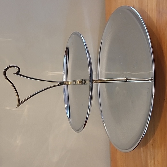 RIVIERIA Atomic MCM Two Tiered Chromeware Tidbit Petit Fours Serving Tray - Picture 2 of 16